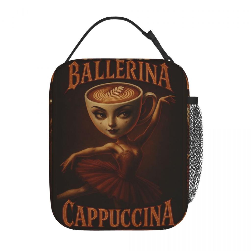 Ballerina Cappuccina Italian Brainrot Insulated Lunch Bags Leakproof Meal Container Thermal Bag Tote Lunch Box College Picnic
