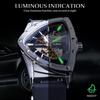 WINNER Triangle Automatic Military Wristwatch With Luminous Pointers Sport Style Men's Watches Transparent Skeleton Mechanical Watch