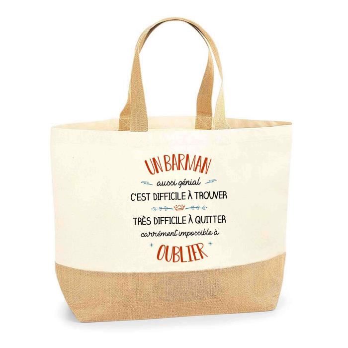 Sac Jute Un Barman aussi génial Cabas de Plage Homme Métier