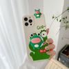 Подходит для iphone16 чехол для телефона лягушка Apple 15promax трехмерный мультяшный XR милый лежащий зеркальный браслет
