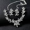 Women Wedding Shiny Floral Necklace Earrings Jewelry Set