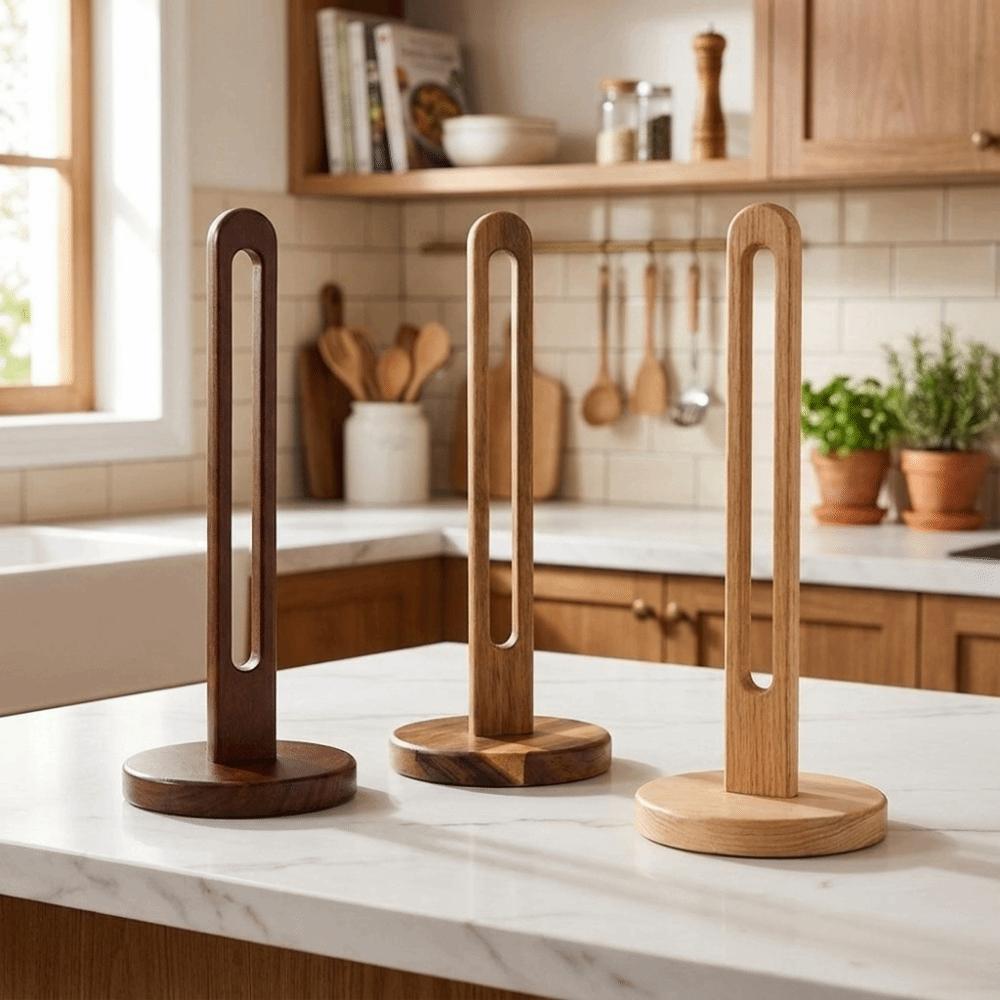 Non-Slip Vertical Napkins Rack Moisture-proof Roll Paper Holder Wooden Paper Towel Holder Cafe