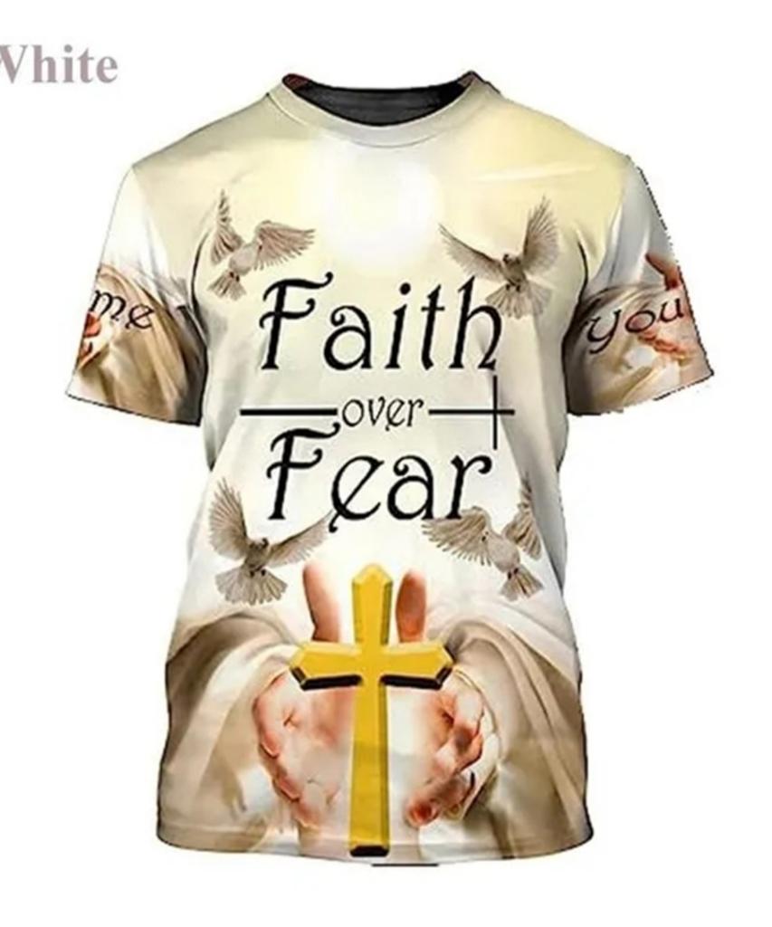 Summer Round Neck 3D Jesus Pattern Print Top Fashionable Casual Short Sleeved Men's T-shirts