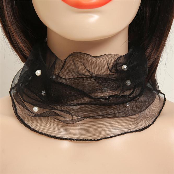 Collar Scarf Beaded Lace Scarf for Women Girl Circle Scarf Spring Clothing Accessories Comfortable Breathable