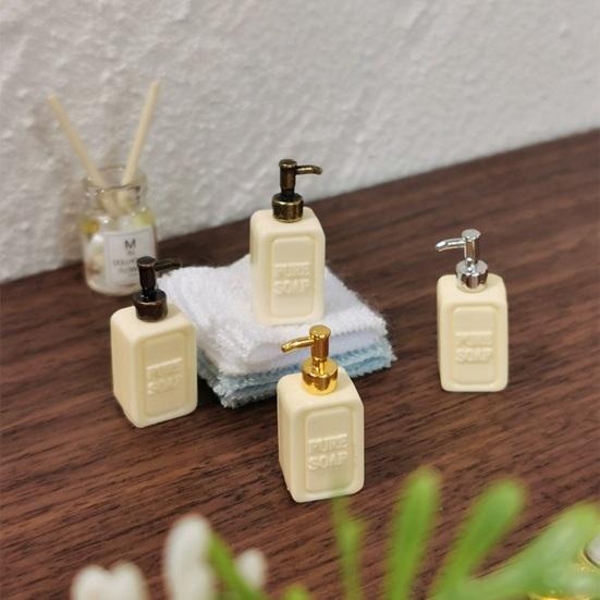 1:Мини-дозатор лосьона в масштабе 1:12, Миниатюрные аксессуары для ванной комнаты кукольного домика, Крошечная смоляная бутылочка для мыла для DIY-микросцен