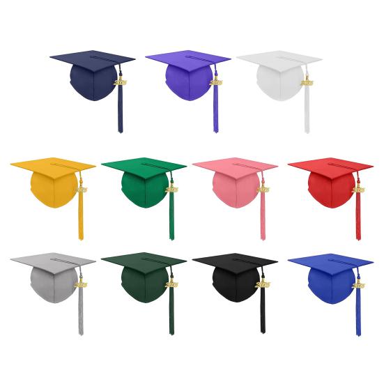 Выпускной колпак с кисточкой 2025 унисекс взрослые матовые выпускные колпачки для старшеклассников
