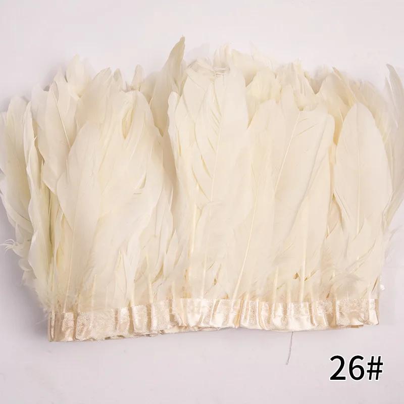 2M/Lot Real Geese Feather Fringe Ribbons Goose Feathers Trim Dyed for Dress Skirt Cloth Belt Decorative Clothing