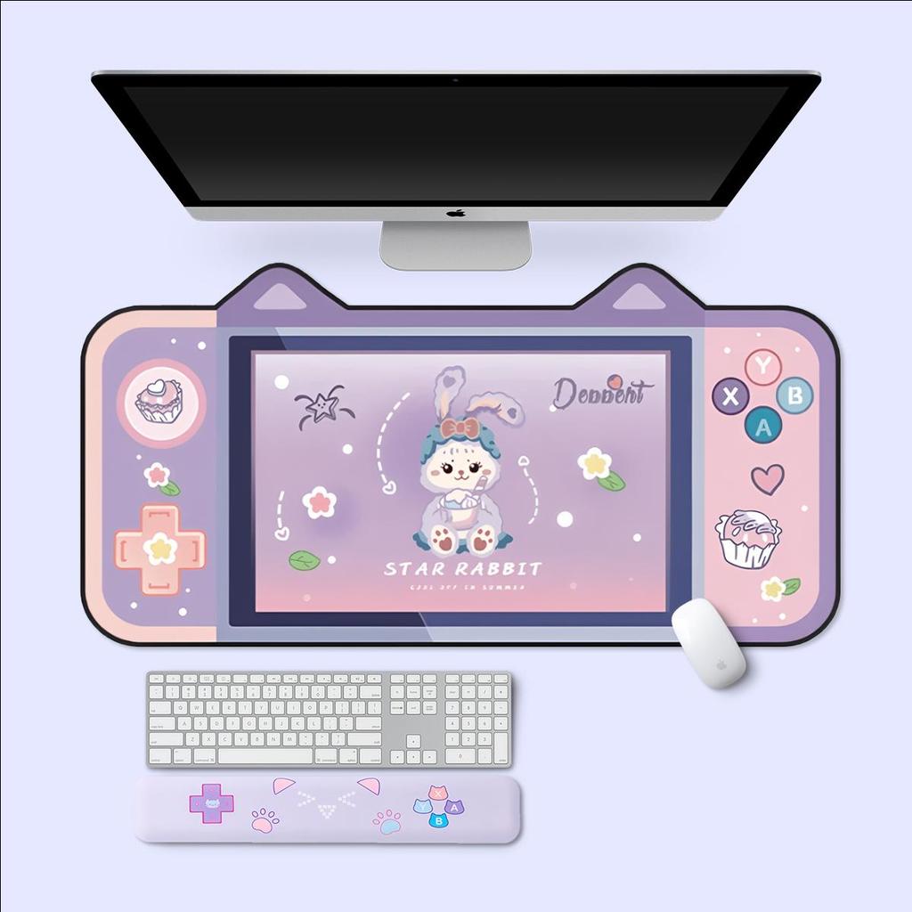 DATA FROG Большой коврик для мыши с милыми кошачьими ушками, компьютерная клавиатура, настольный коврик, большой геймерский коврик для мыши, розовый игровой коврик с героями мультфильмов для девочек, Kawaii, игровые аксессуары