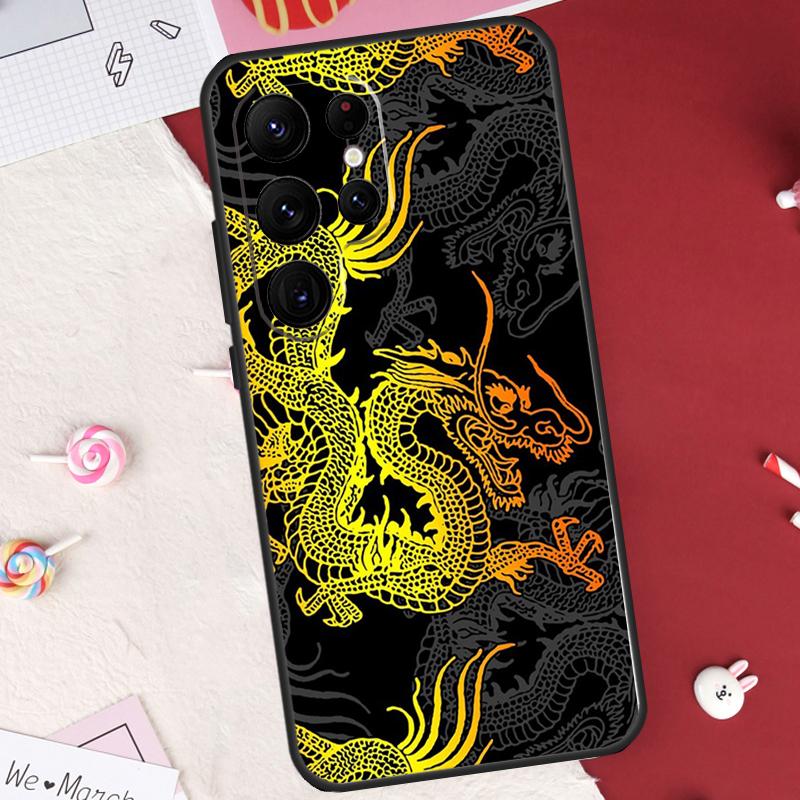 Японский чехол DRAGON TATTOO для Samsung Galaxy S26 Ultra S20 S21 S22 S23 S24 S25 Ultra S10 Plus S25 FE Защитный корпус
