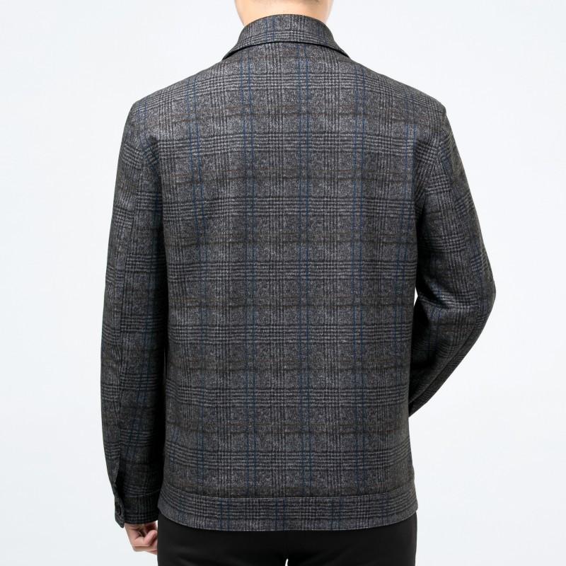 Осенняя новая куртка для мужчин среднего возраста, деловой повседневный шерстяной мужской пиджак с лацканами, шерстяной клетчатый топ для папы
