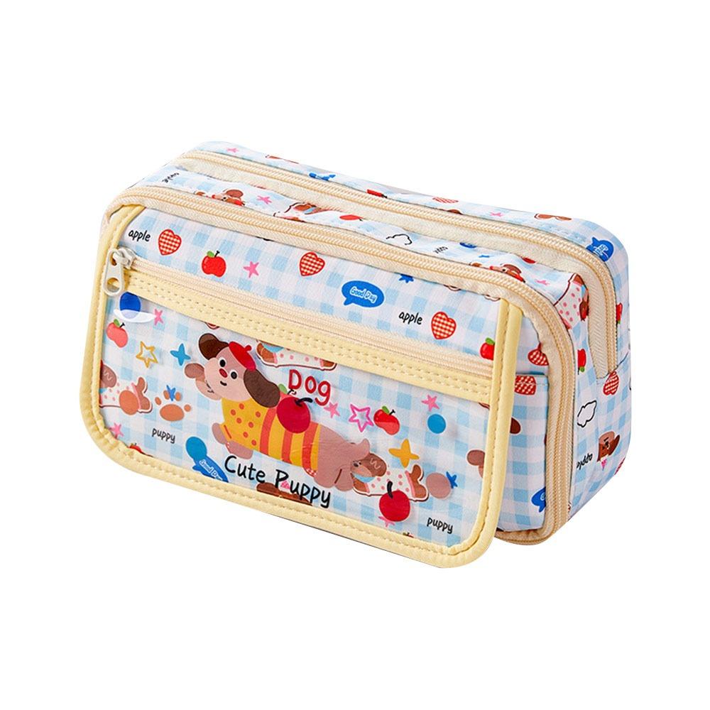 Large Capacity Pencil Case Cute Puppy Stationery Storage Bag High Value Pen Box School Supplies