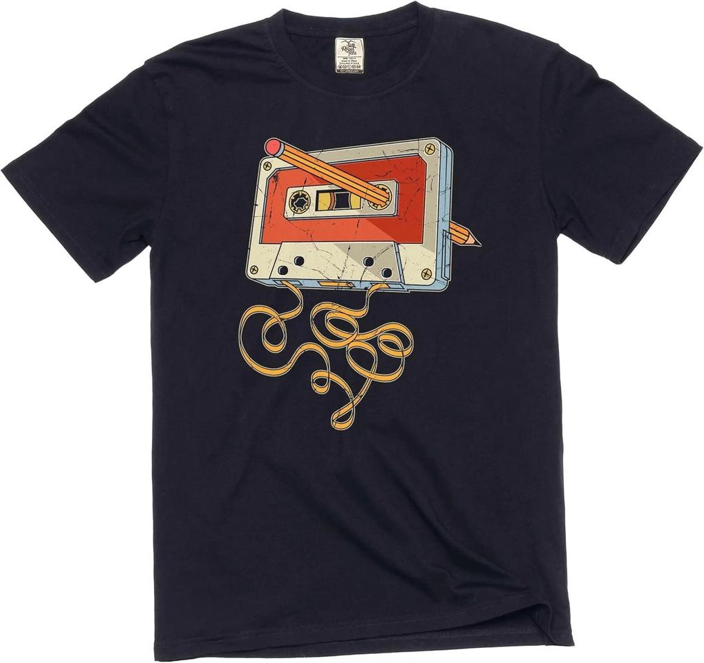 Men_s Funny Cassette and Pencil T- Shirt 80s 90s Born millennials tee Shirt