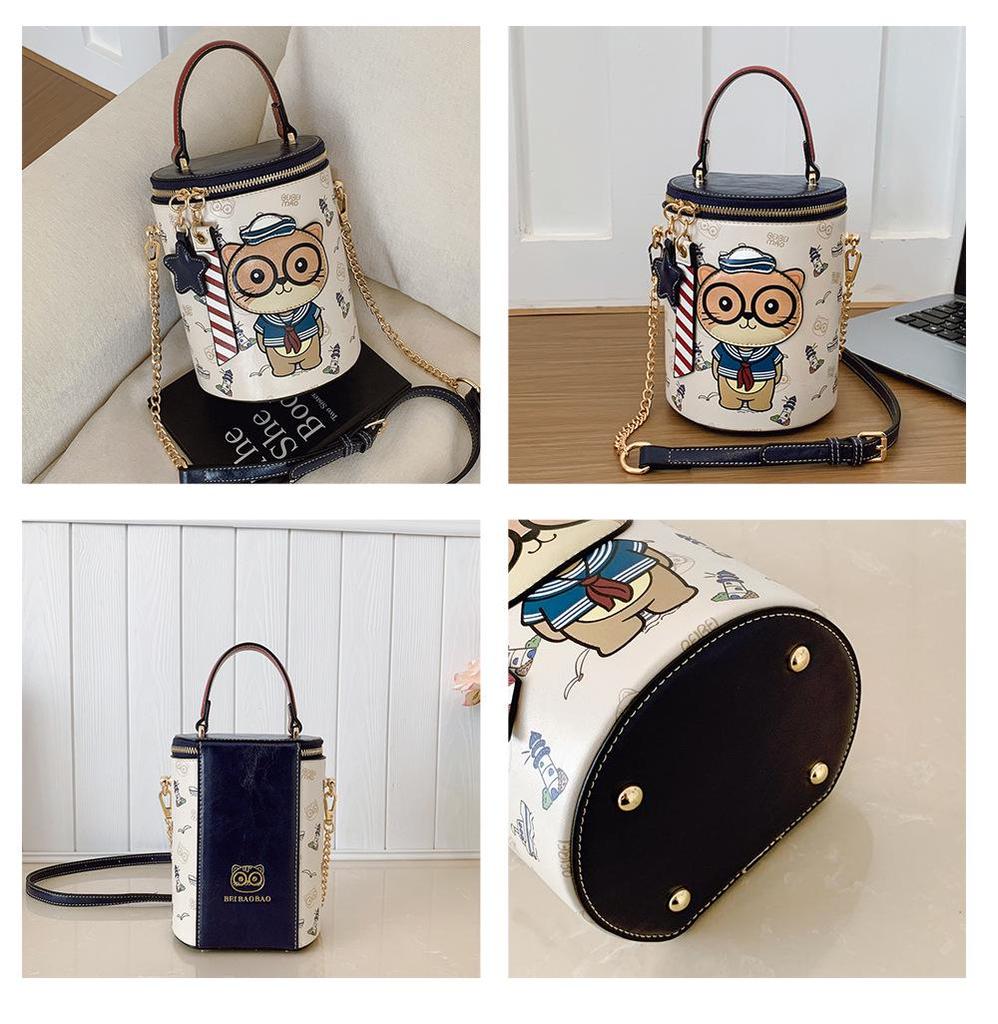 New Cartoon Design Cylinder Crossbody Shopping Bag