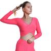 Одежда для йоги Bubble Top Cross Fitness Sexy Crop Solid Color Yoga Long Sleeve Woman