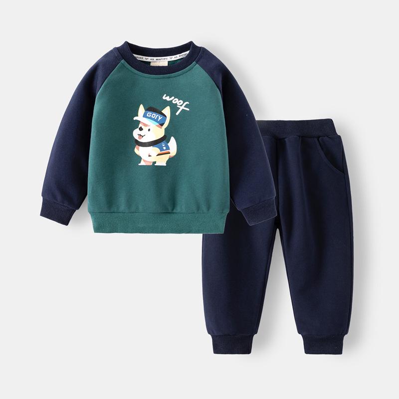 WAPYPY 2025 Boys' Cartoon Sweatshirt and Sweatpants Set - 2-Piece Kids' Outfit