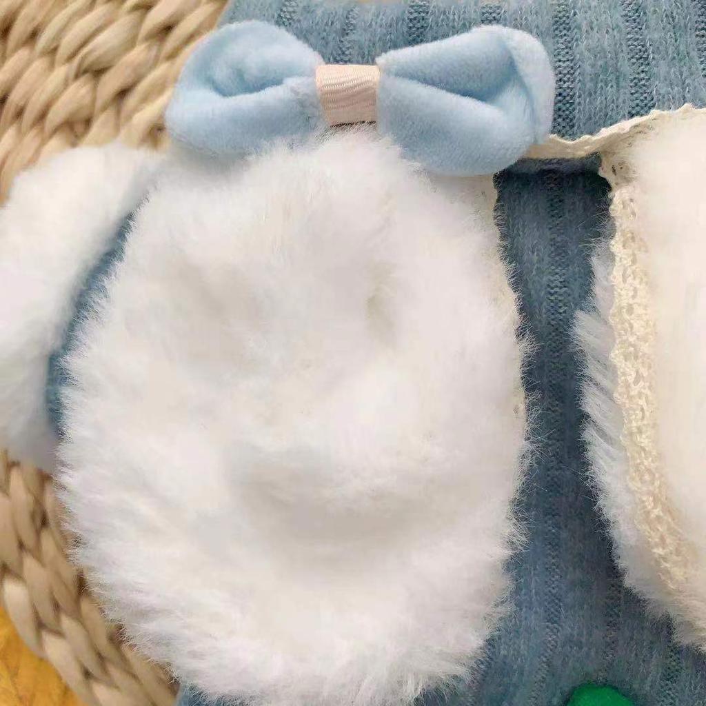 Плюшевый комбинезон для питомца, куртка с капюшоном для кролика, осенне-зимнее пальто с четырьмя лапами, плюшевый мишка, милый наряд в виде кролика-редиса для маленькой собаки