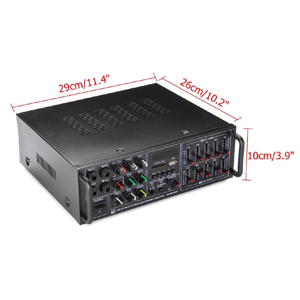 110-240 В Bluetooth Система Усилителя Мощности Звук Аудио Стерео Ресивер Поддержка 4-канального Микрофонного Входа Домашний Кинотеатр 2000 Вт