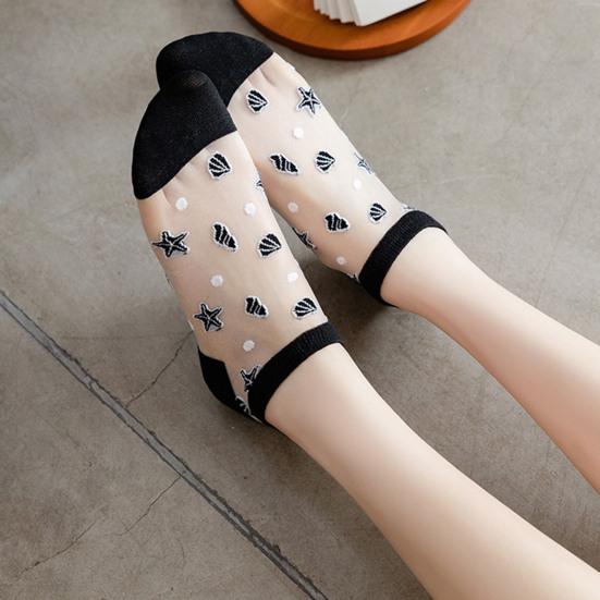 1 Pair Invisible Socks All Match Elastic Breathable Short Weaving Sole Cool Polyester Transparent Design Women Socks Shoes Accessories