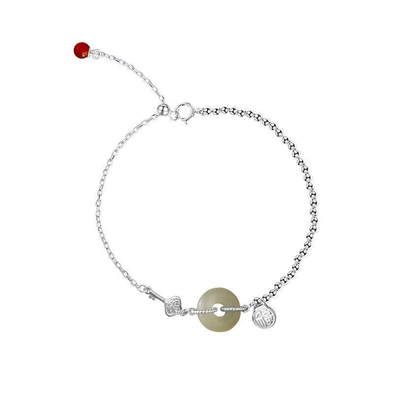 Браслет Fu Brand для девочек, новый китайский нефрит Хэтянь, пряжка безопасности, сломанное серебро, украшения в подарок девушке и подруге