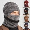 Warm Winter Knitted  Hat & Scarf & Face Mask Set Stylish Knit  Cap For Men Women