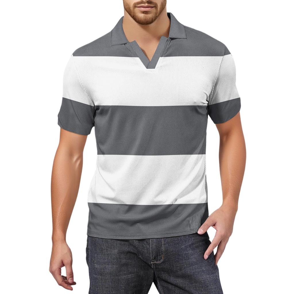 Мужская модная футболка для гольфа с коротким рукавом и V-образным вырезом