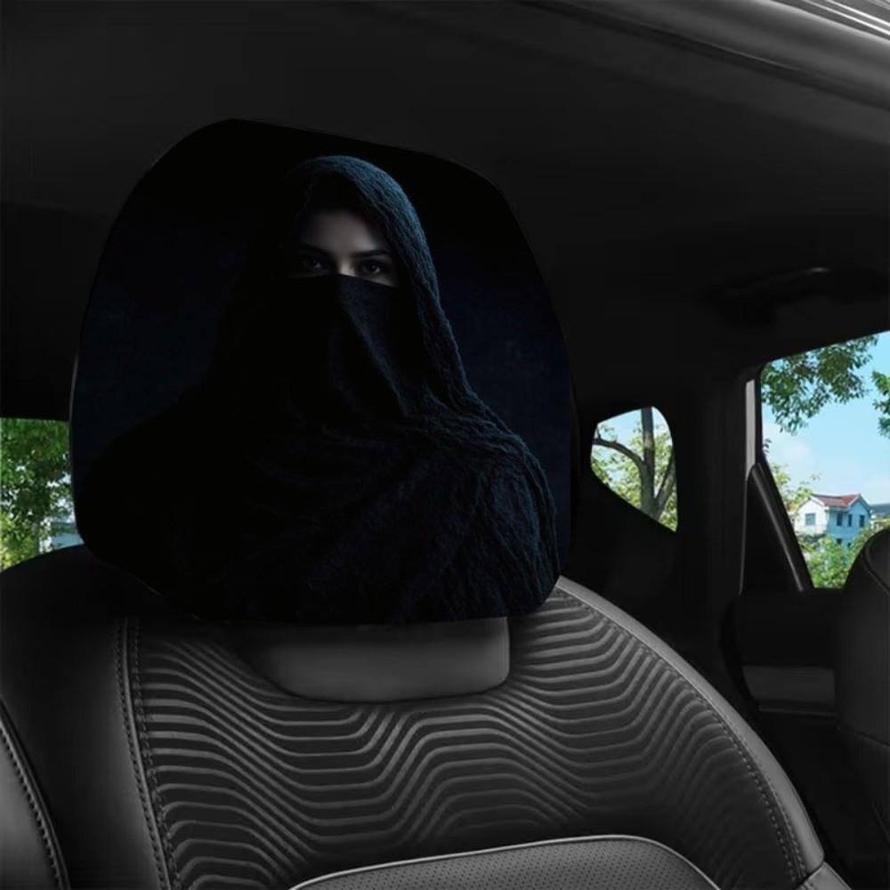 2PCS Fun Grandma Face Seat Headrest Protector Washable Car Headrest Covers Back Seat