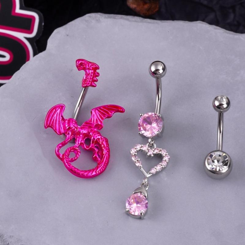 Кольцо для пирсинга пупка 'Паук' из нержавеющей стали с подвеской в виде сердца с цирконом для женщин, украшение для пирсинга тела