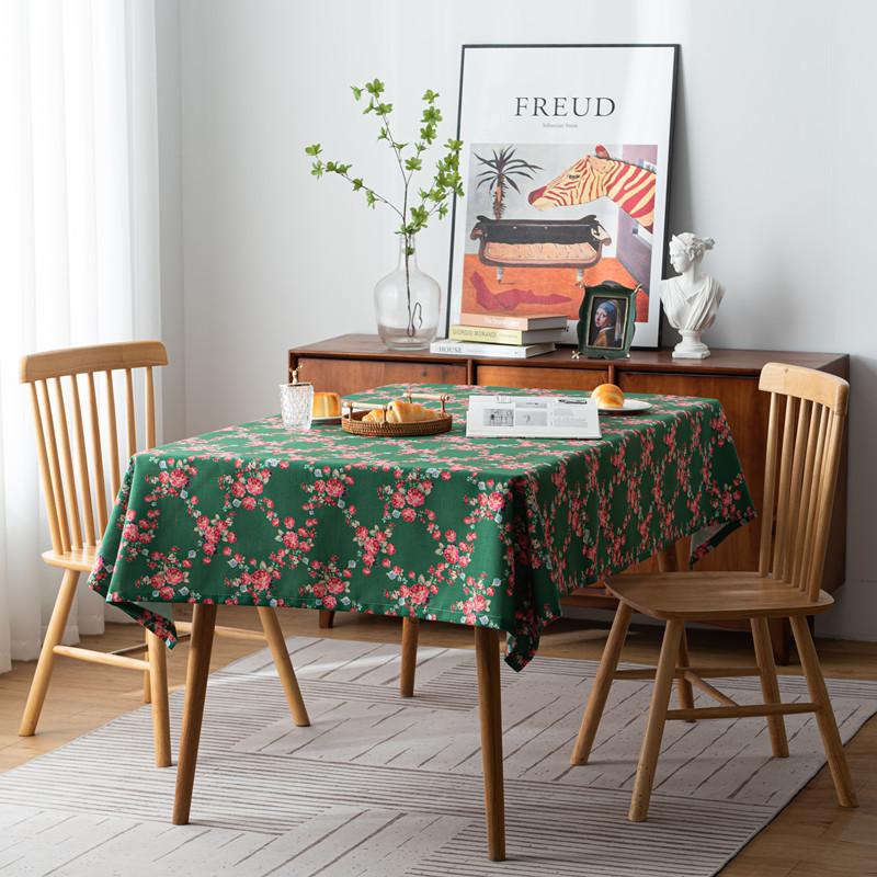 Pastoral Retro Polyester Digital Printing Colorful Flower And Bird Tablecloth Rectangular Tea Table Table Cloth Tablecloth Cover