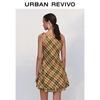 UR 2025 Fall Retro Plaid A-Line Mini Dress