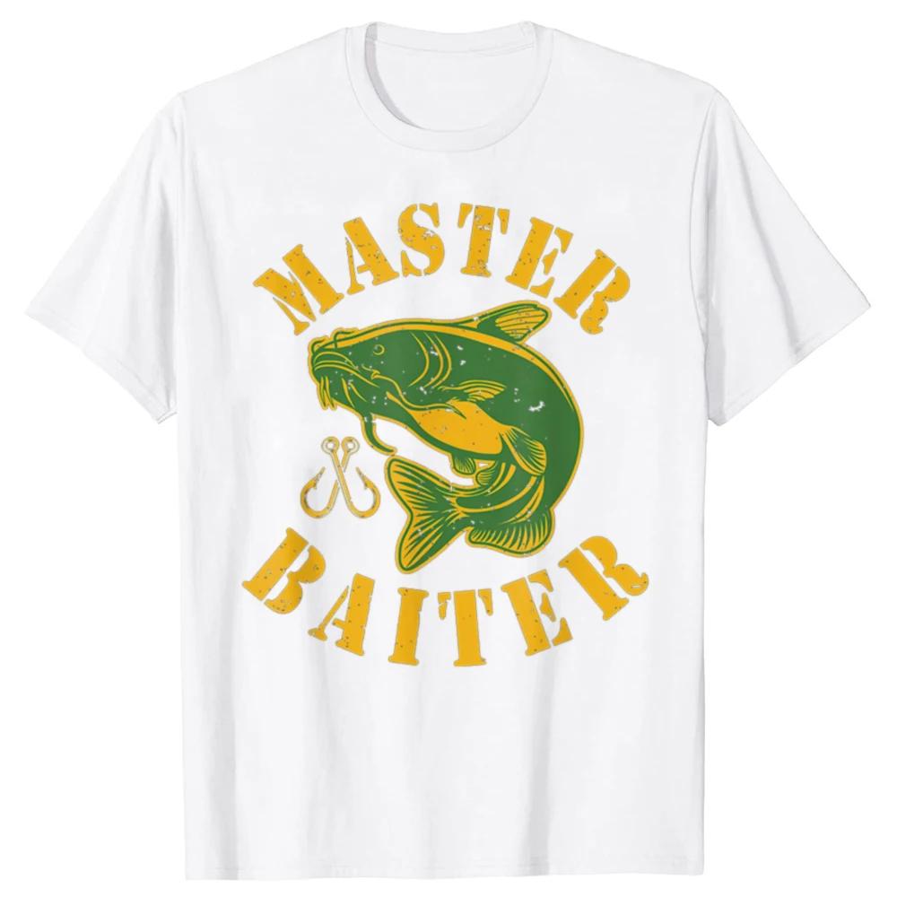 Мужская футболка с графическим принтом 'Master Baiter Fishing Catfish' из дышащего хлопка с круглым вырезом для унисекс