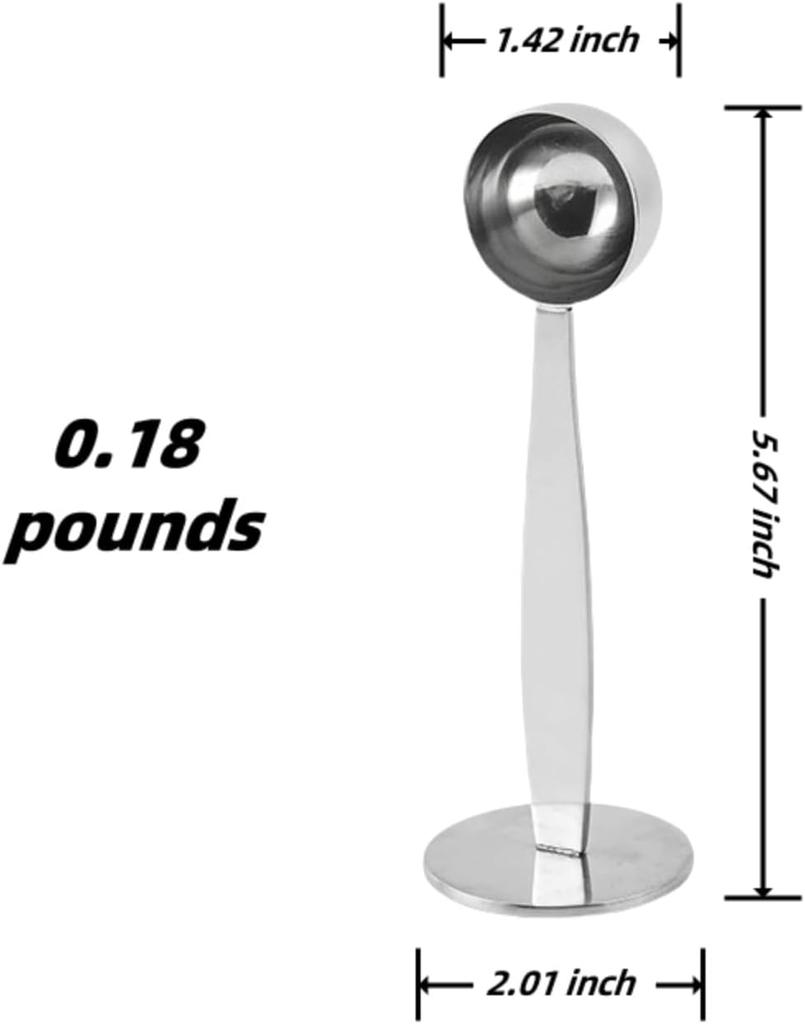 2-in-1 Coffee Scoop with Pressed Bottom, Stainless Steel Coffee Tamper Measure Spoon, Premium Espresso Tamper for Ground Coffee