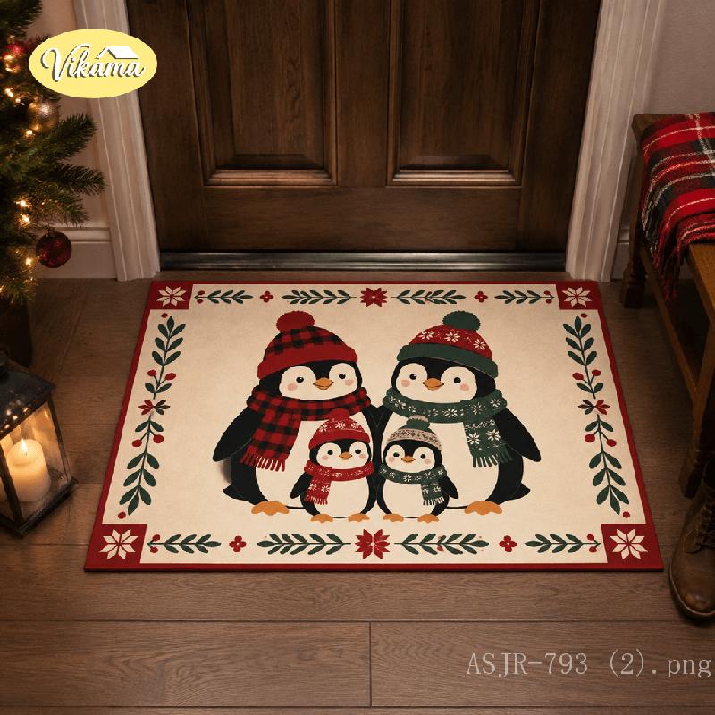 Xmas New Year Welcome Doormat Non‑Slip Washable Rug Easy Care Indoor Outdoor Mat For Kitchen Bedroom Holiday Home Decor