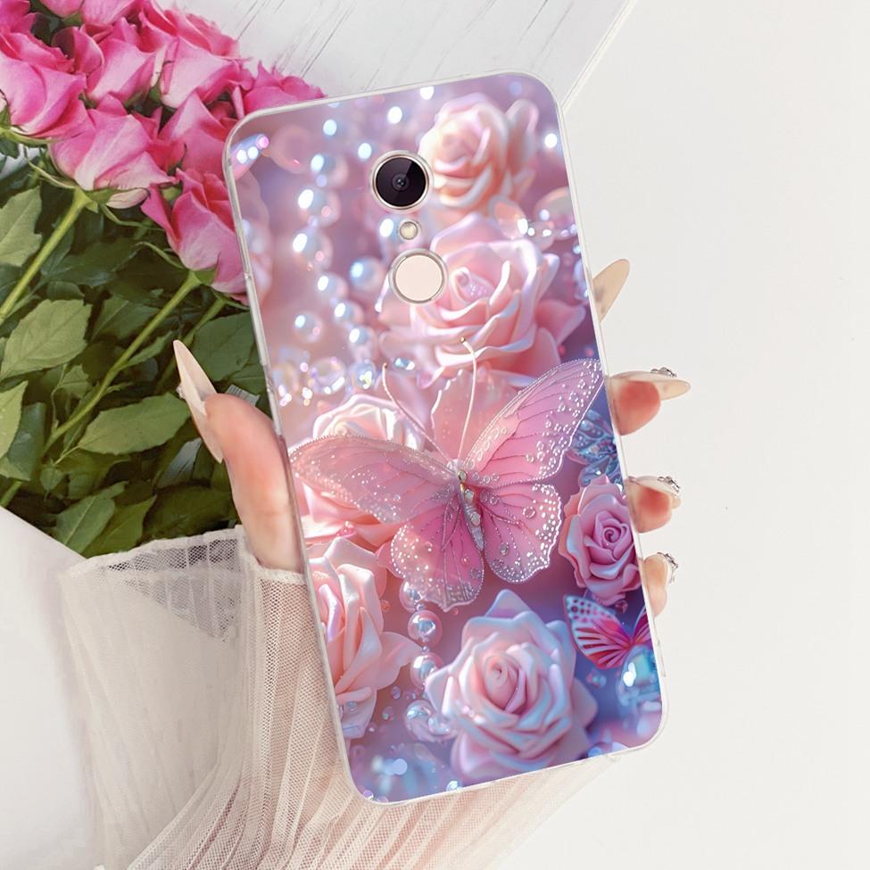 For Redmi 5 Case Cover Transparent Cute Cat Fashion Butterfly Funny Painted Casing MDG1 MDI1