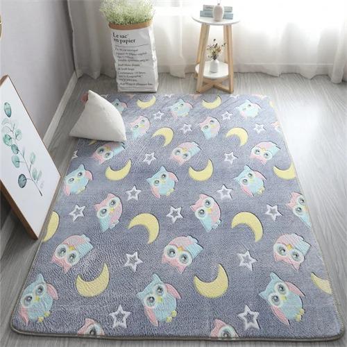 Nordic Style Minimalist Large Carpet Rectangle Floor Mat Non-Slip Rug for Children's Bedroom Living Room Stars Rainbow Design