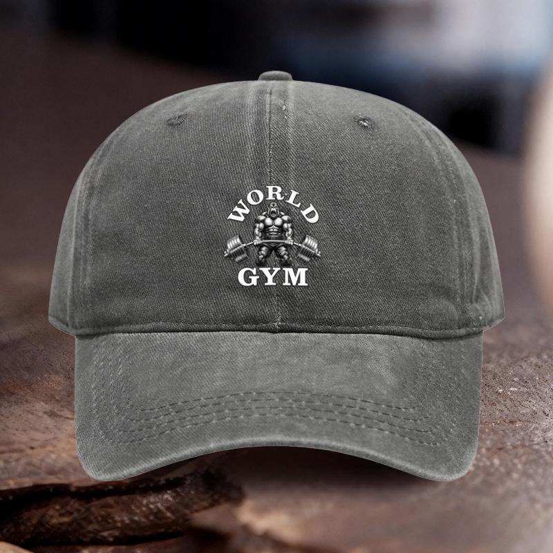 pc Adjustable Hat with World Gym Printed Pattern Unisex And WomenS Outdoor Athletic Style Ideal Gift for Gym Training Outdoor