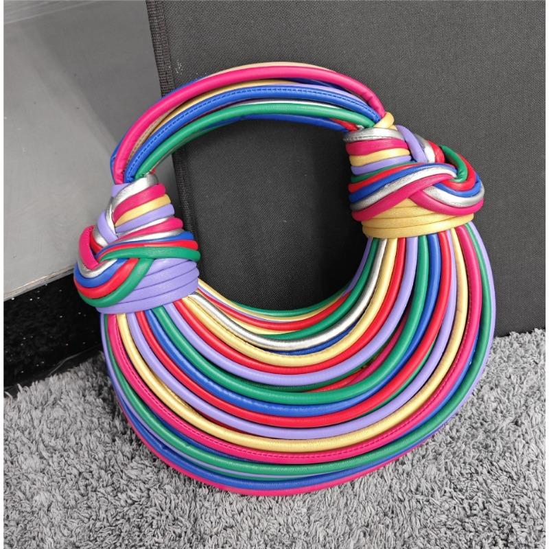 Hand Woven Knotted Noodles with Long Shoulder Straps Hand-wrapped Bag Light and Small