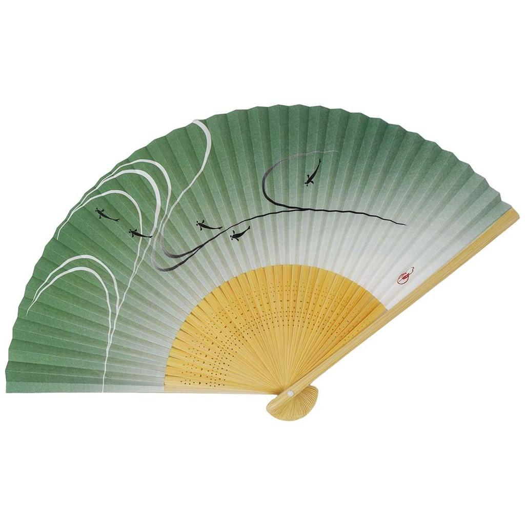 Kimono White Bamboo Medium Design [Stylish Iroha] Men's Fan, Carving, Scented, High-Eye