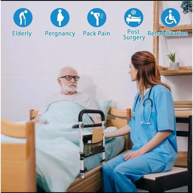 Безопасный бортик для кровати Складной прикроватный поручень Регулируемая высота Защитный барьер против падений для пожилых/беременных/пациенто