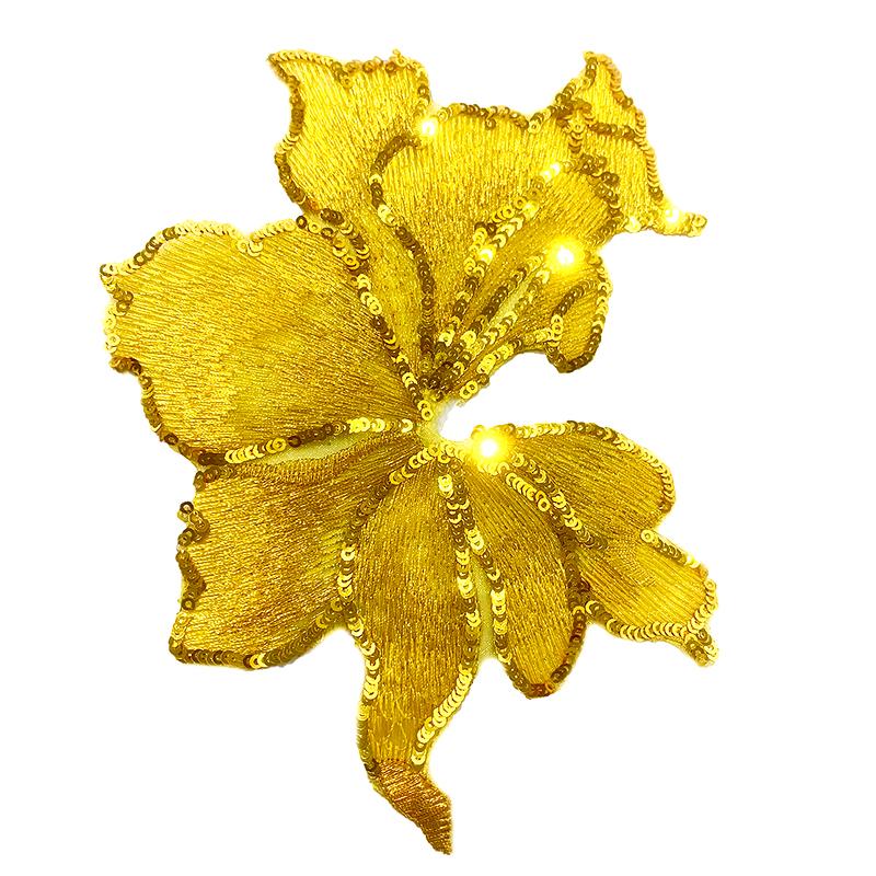 1PC Dress Accessory Bag Decor Flower Strips Sequin Flower Embroidery Patches DIY Sewing