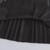 Женская черная плиссированная юбка А-силуэта из искусственной кожи - европейский и американский стиль осень/зима 2024