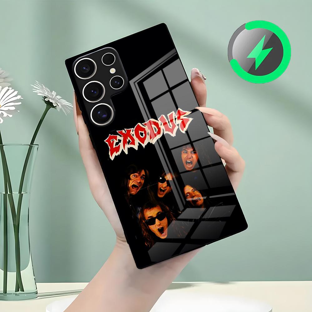 Чехол для телефона Rock Band-E-Exoduss для Samsung S26 S25 S24 S23 S22 S21 S20 Edge Ultra Plus FE Для Magsafe Стеклянный чехол