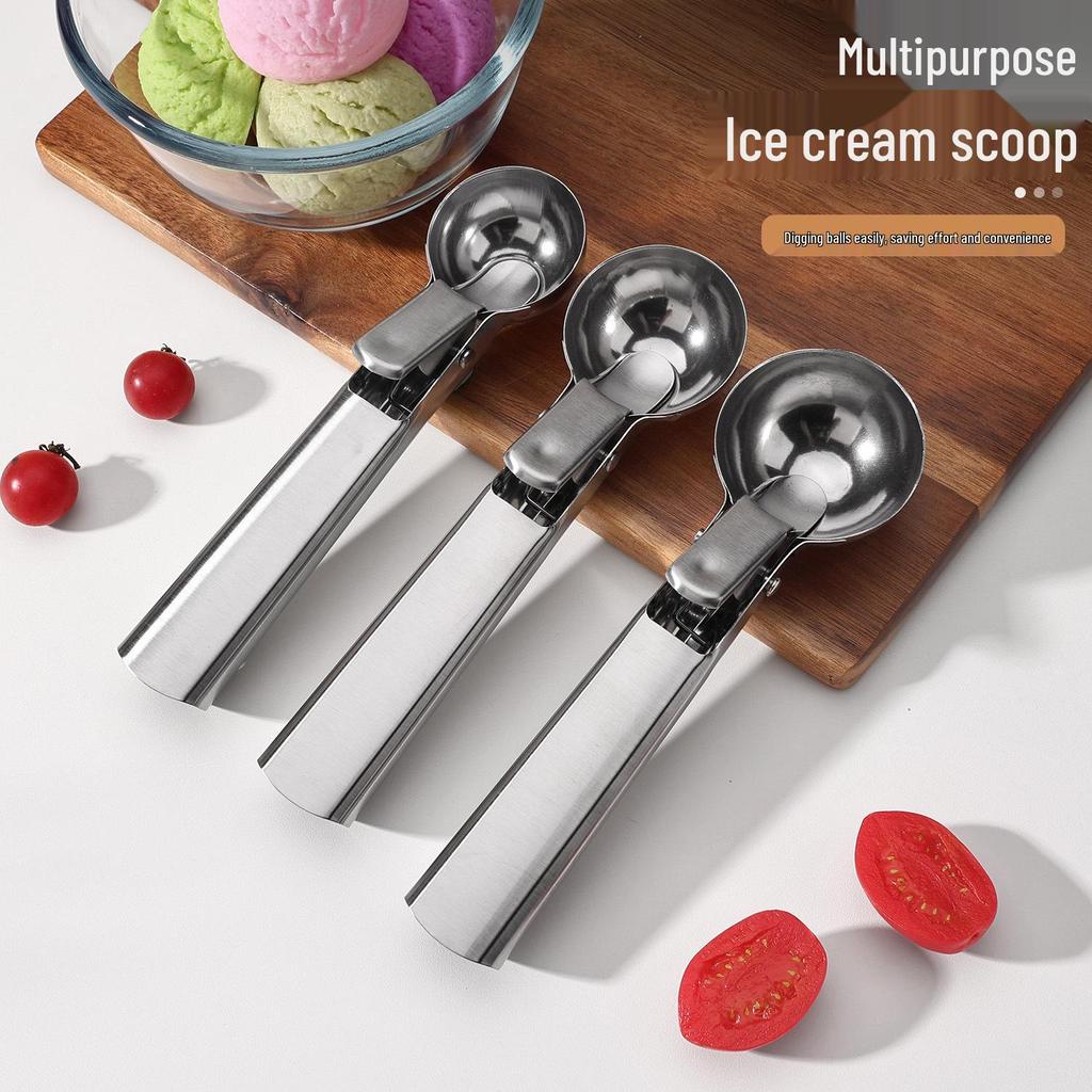 Stainless Steel Ice Cream Scoop with Rebound Ball Feature