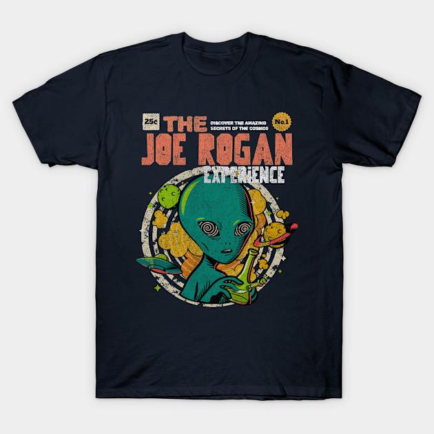 Asian Size Men Black Print T-shirt The Joe Rogan Experience Podcast Alien Comic Book Art No-Cut Heat Transfer Print Cotton Tshirt