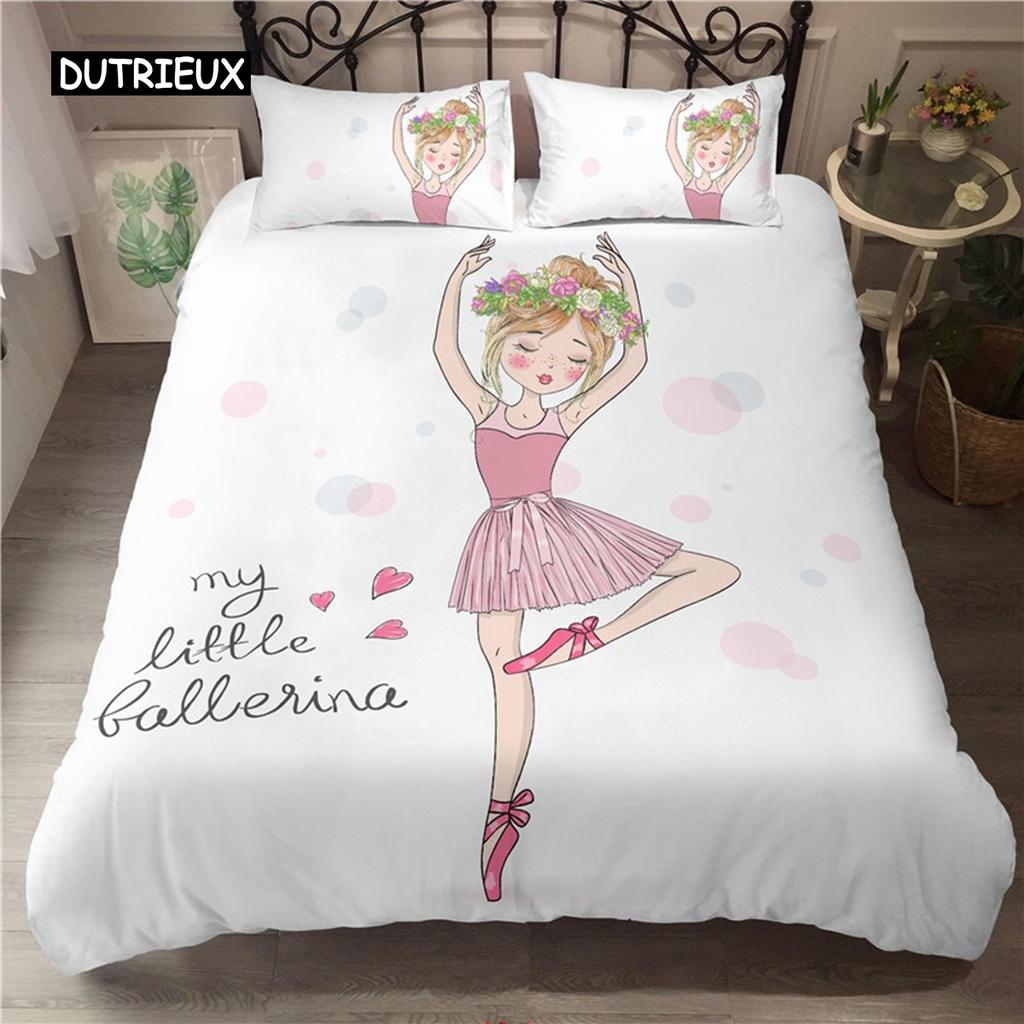 Комплект постельного белья для девочек с изображением балетных танцев, мультяшных балерин, для девочек, комплект постельного белья для детей и подростков, двухспальное одеяло из микрофибры, двуспальное одеяло размера «king-size»