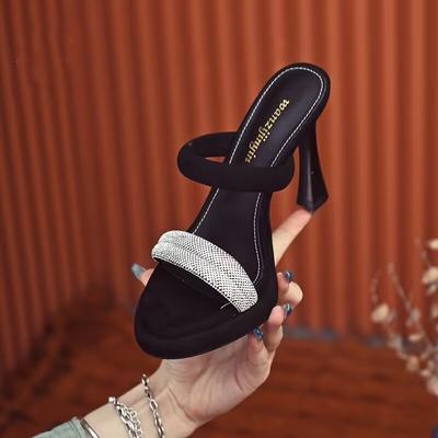 Модные женские босоножки на высоком каблуке, летние повседневные тапочки, женские босоножки на квадратном каблуке с открытым носком, женские босоножки на танкетке, новинка 2024 года