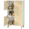 Buffet Sideboard Storage Cabinet With 6 Compartments And Soft Close Doors 80x40x135cm White And Natural Wood
