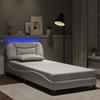 VidaXL Bed Frames with LED Lights, Upholstered Bed, Single Bed, Indoor Bedroom Adult Bed, Modern, White 3213893