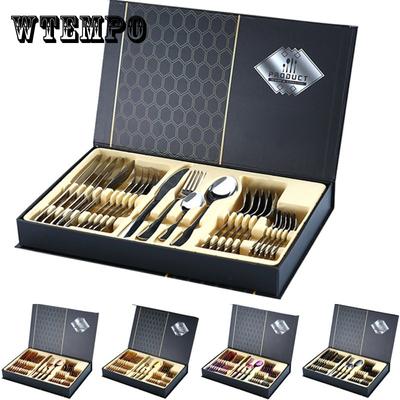 24 шт., набор столовых приборов с золотой ручкой, нож из нержавеющей стали, вилка, ложка, столовые приборы, набор столовых приборов, праздничная кухонная посуда, подарок