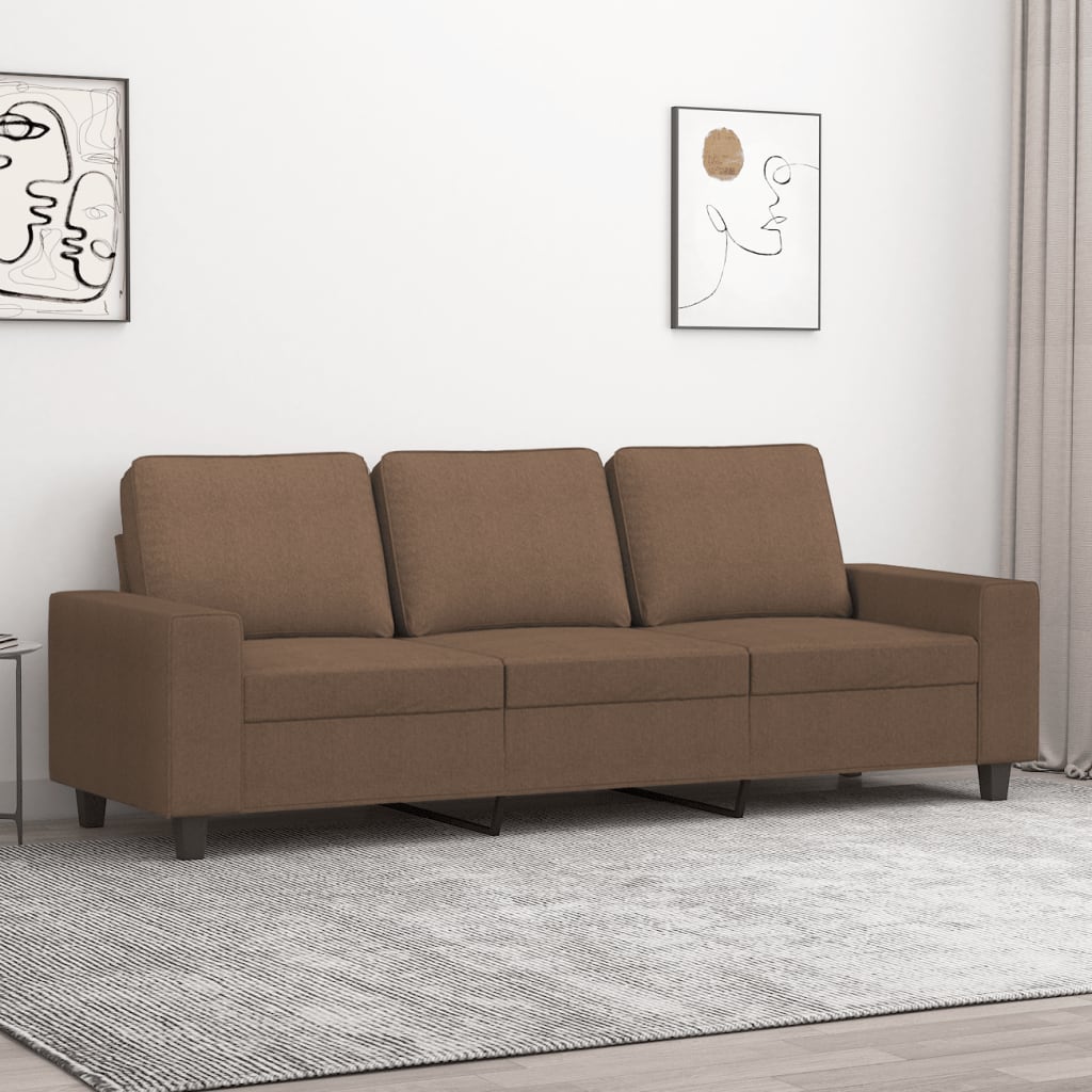 Vidaxl Sofa 3-Osobowa, Brązowa, 180 Cm, Tapicerowana Tkaniną