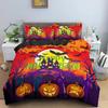 Комплект постельного белья на Хэллоуин, двуспальный, с забавным мультяшным рисунком, комплект постельного белья с тыквой, микрофибра, комплект постельного белья на тему Хэллоуина